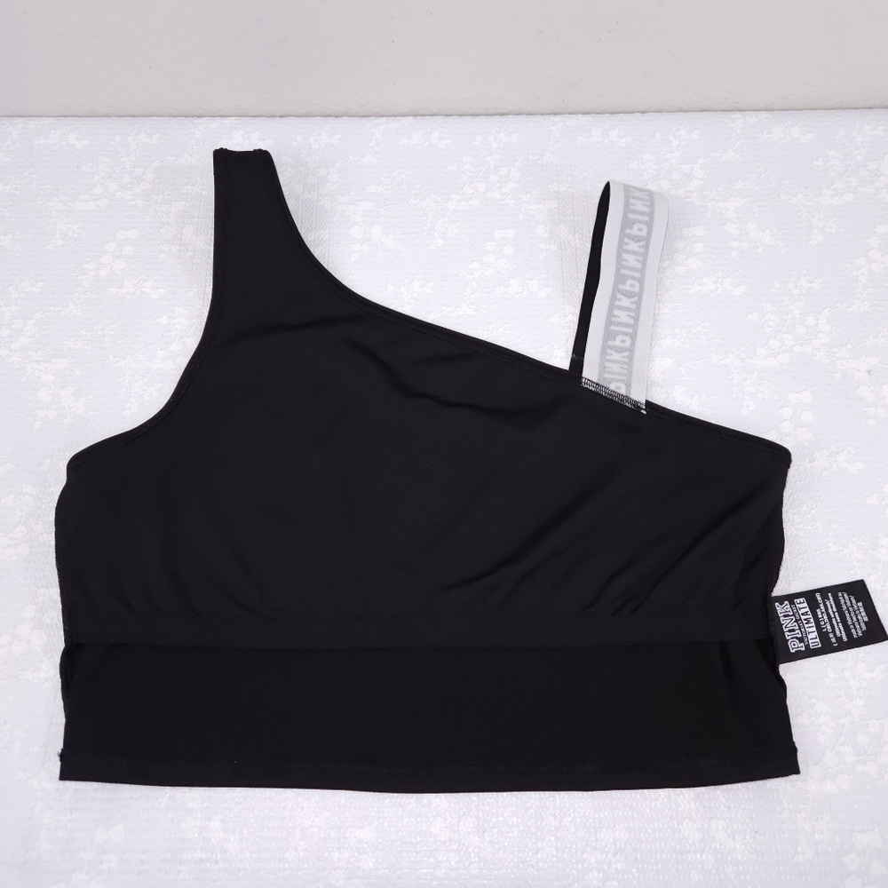Victoria's Secret Ultimate Logo Strap Crop Bra Top LARGE Black - Picture 5 of 8